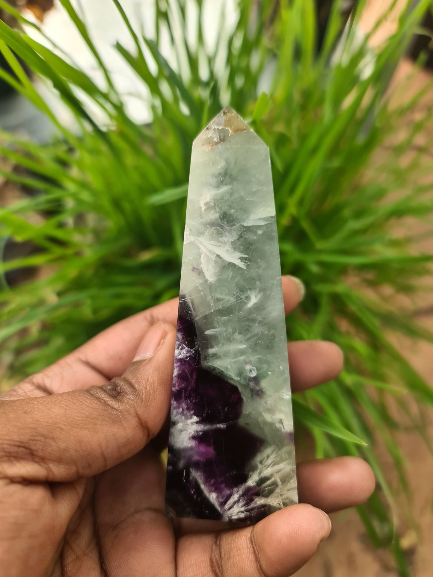Green Purple Fluorite Obelisk A
