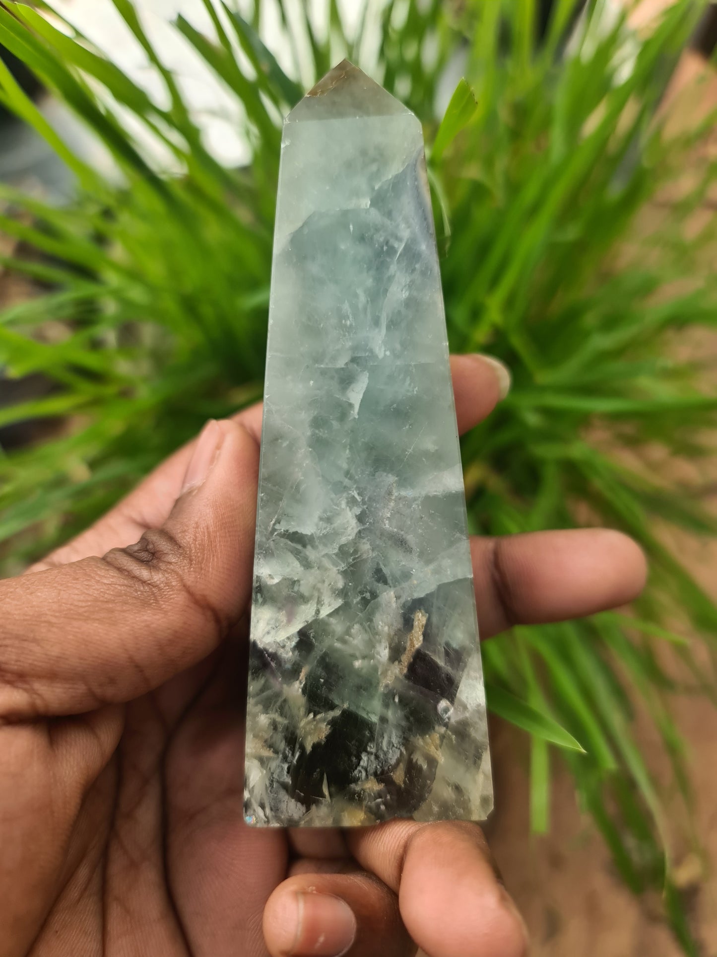 Green Purple Fluorite Obelisk A