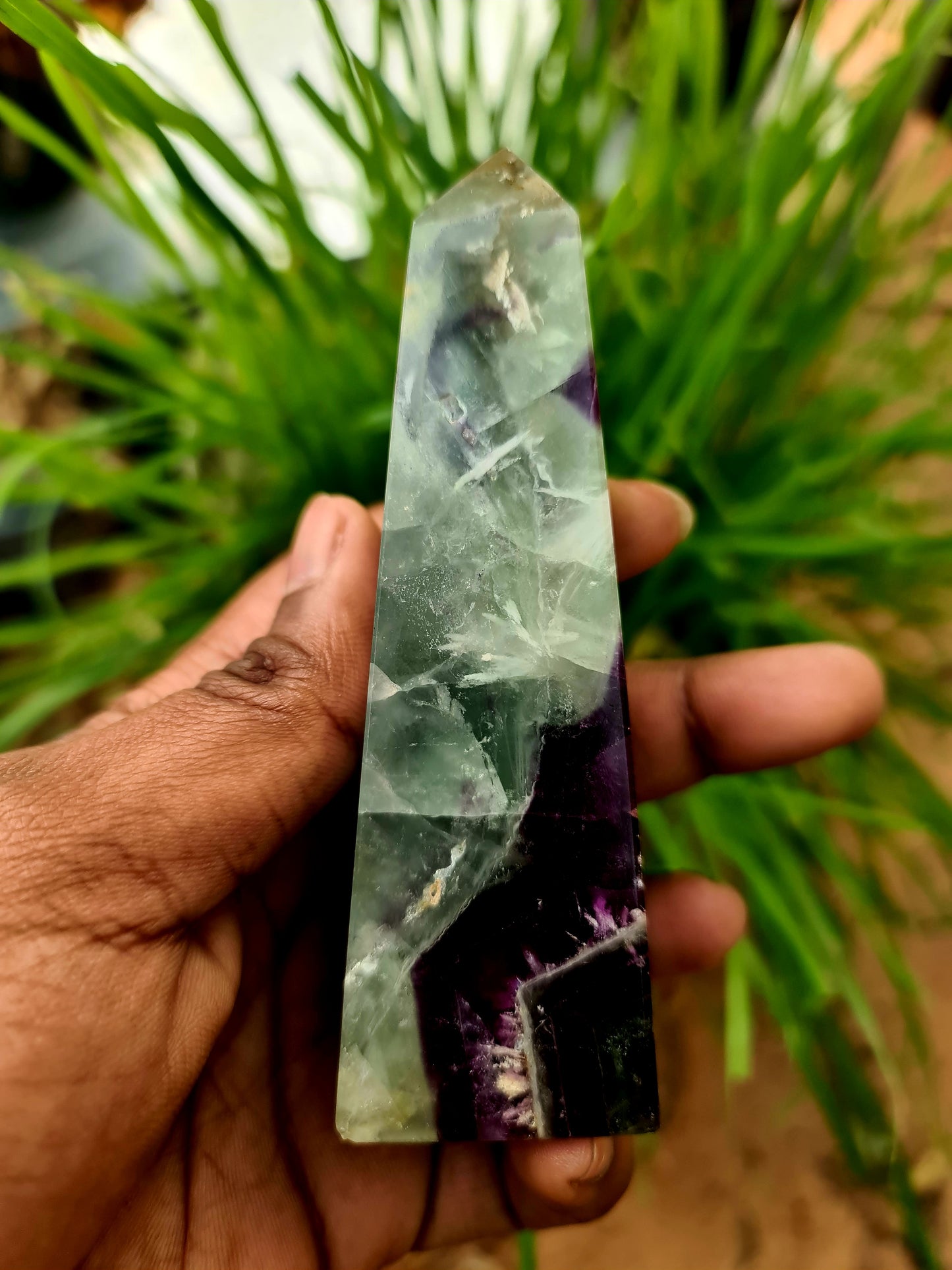 Green Purple Fluorite Obelisk A
