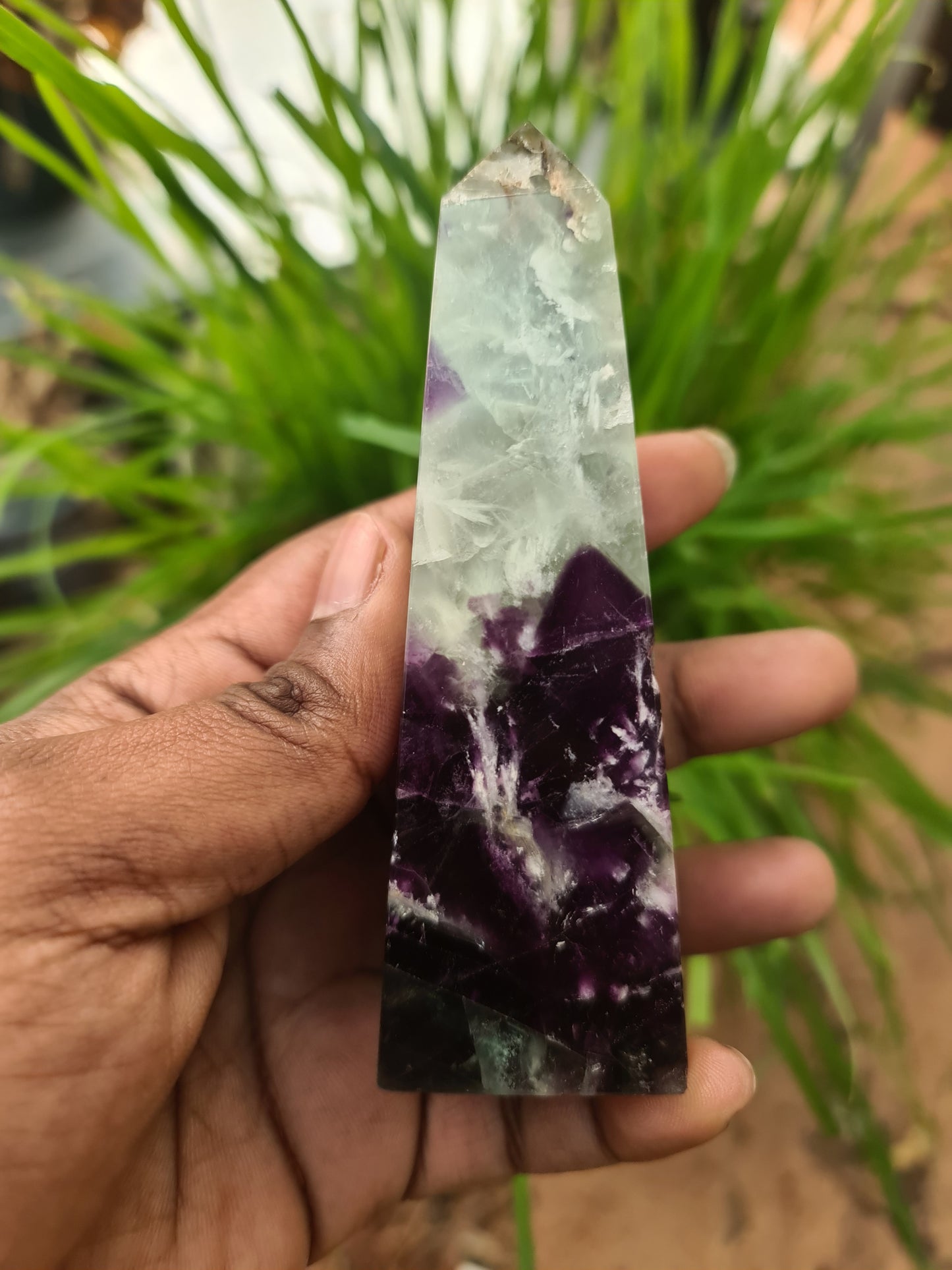 Green Purple Fluorite Obelisk A
