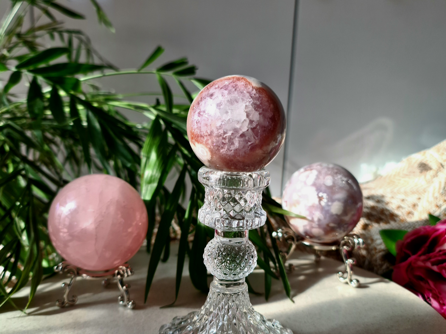 Flower Agate x Pink Amethyst