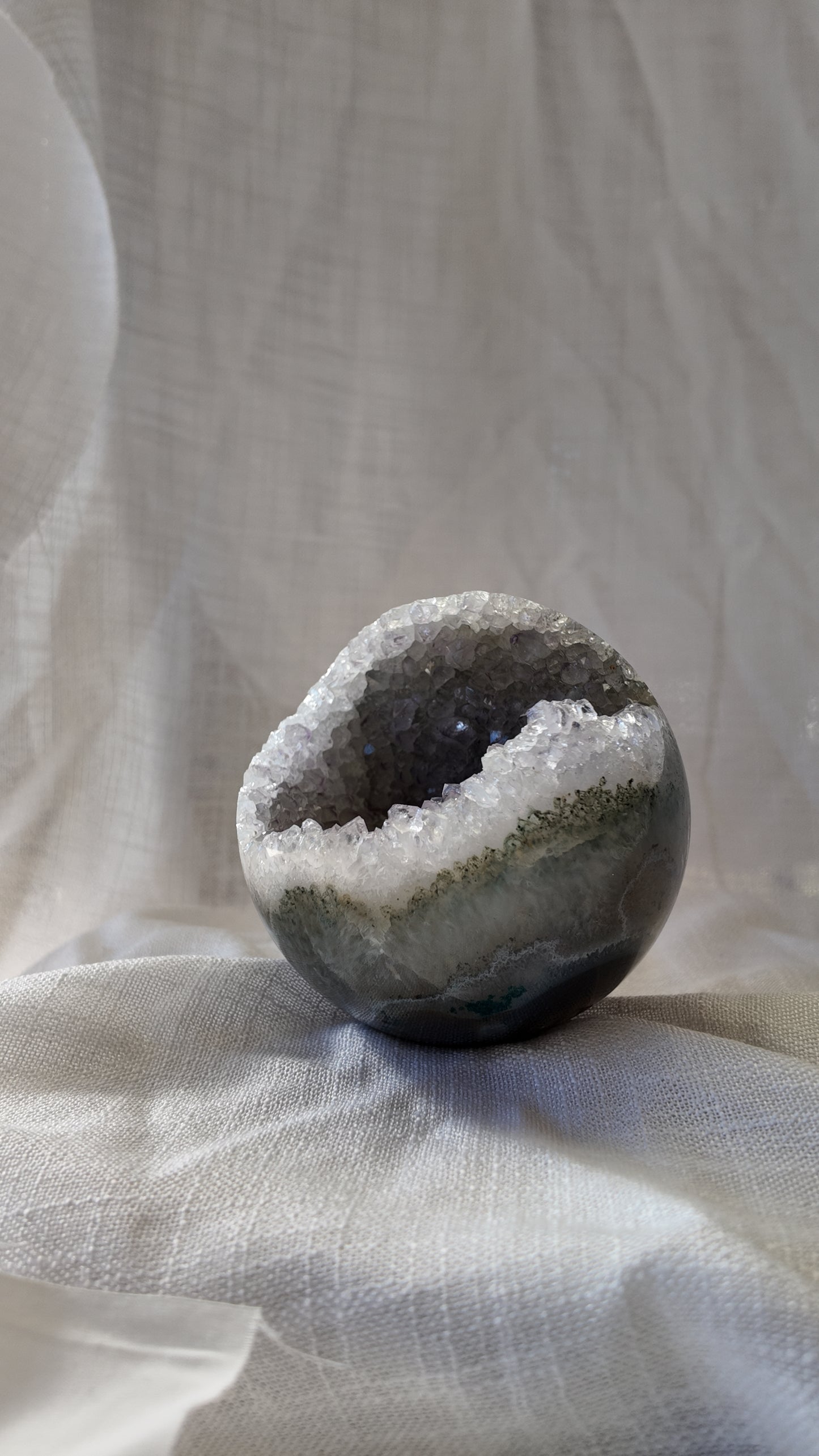 Quartz + Grey Amethyst Sphere