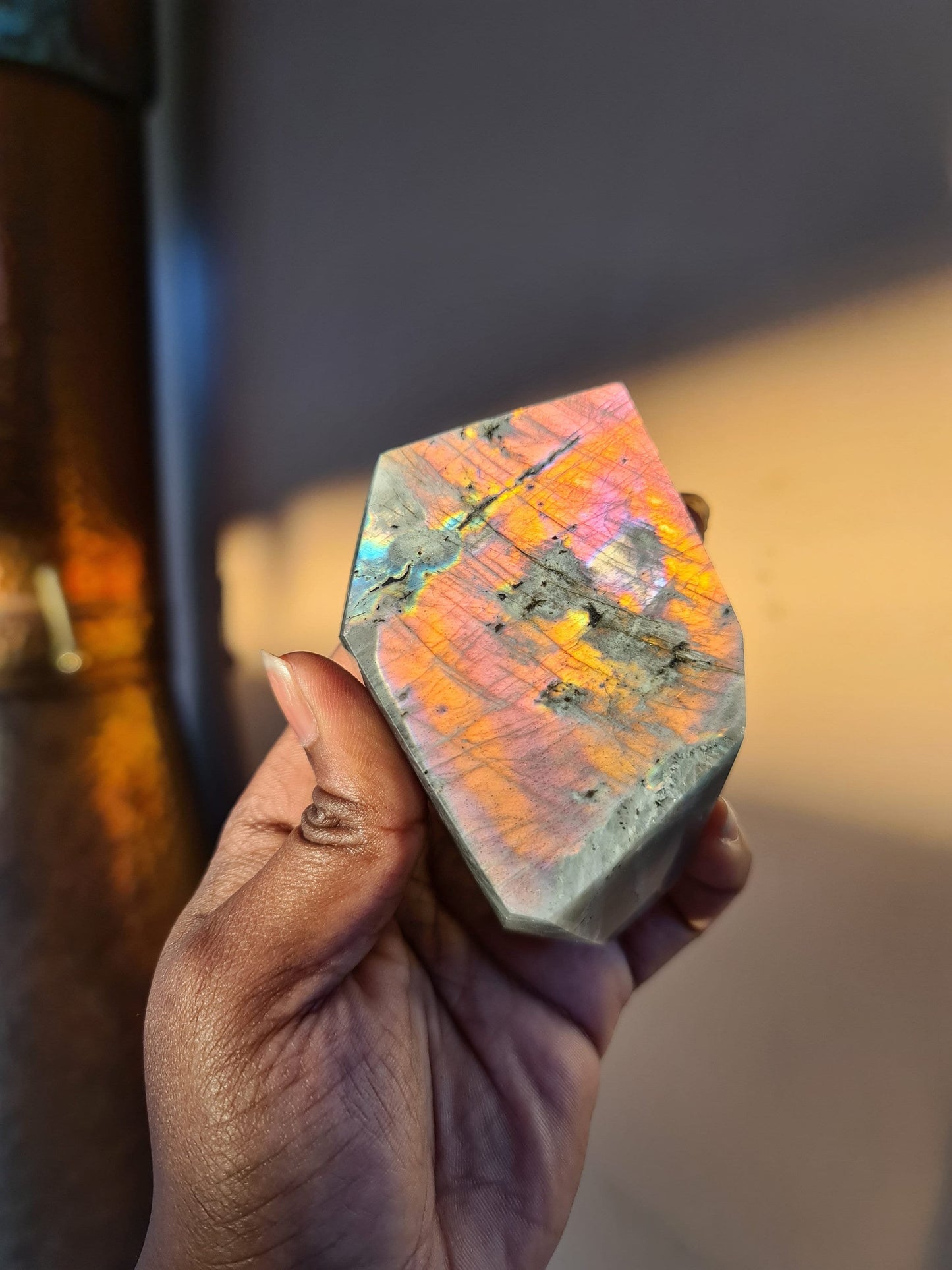 Pink Orange Labradorite - mined in Madagascar