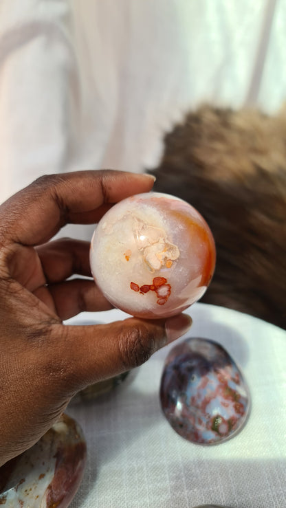 Carnelian Flower Agate Sphere C