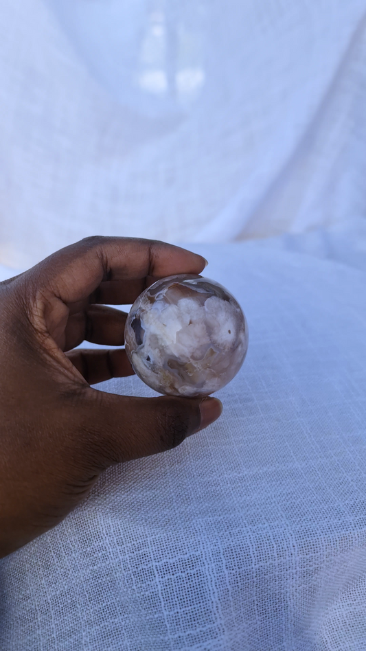 Black flower agate Sphere A