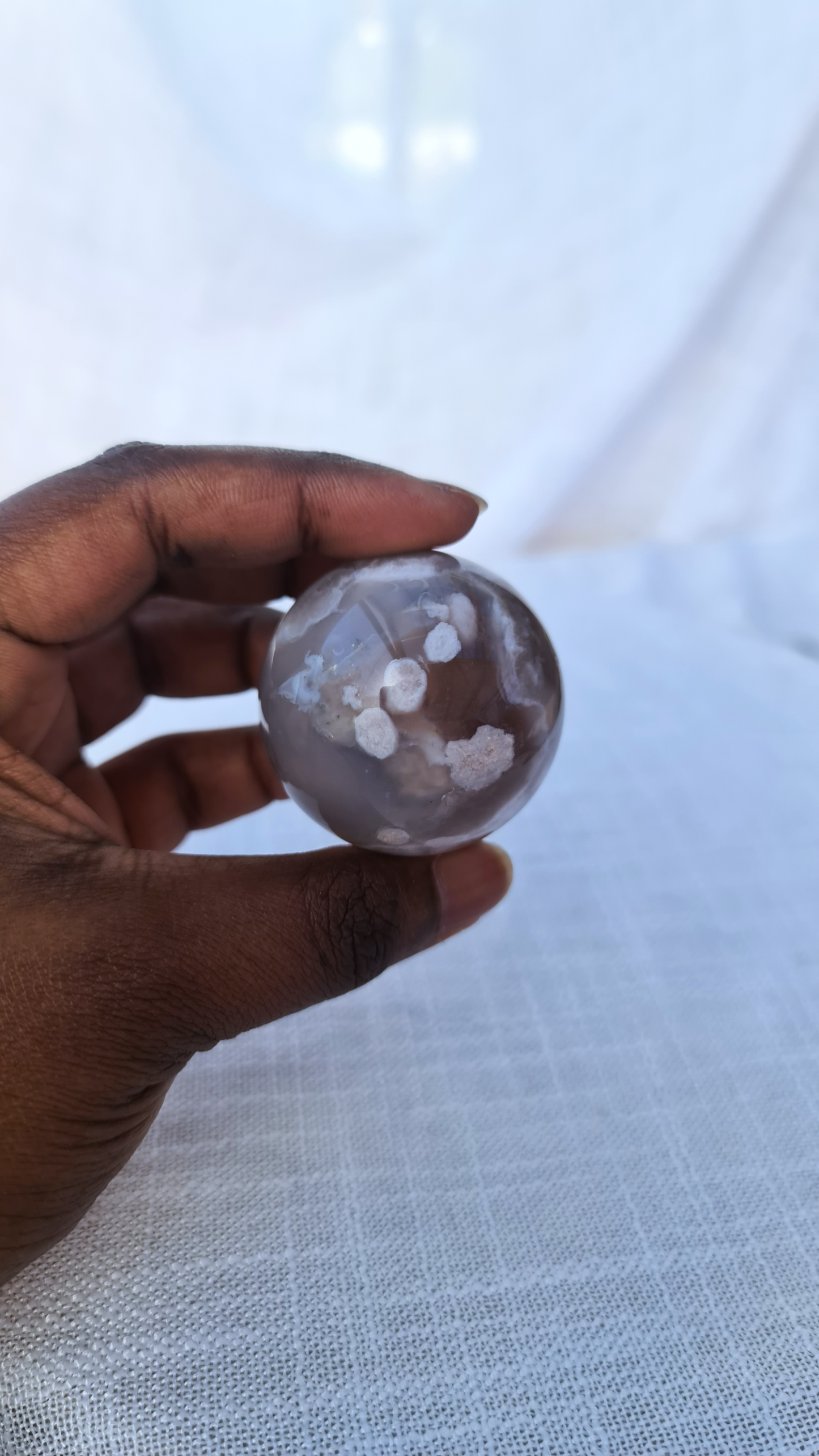 Black flower agate Sphere D