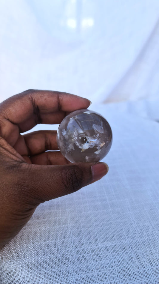 Black flower agate Sphere D