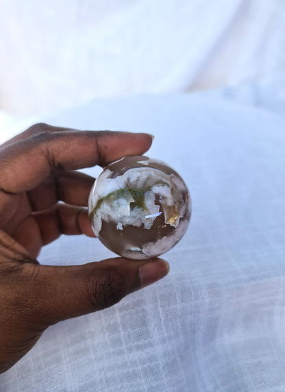 Black flower agate Sphere B