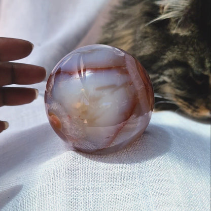 Carnelian Flower Agate Sphere B