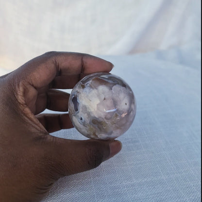 Black flower agate Sphere A