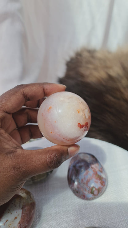 Carnelian Flower Agate Sphere C