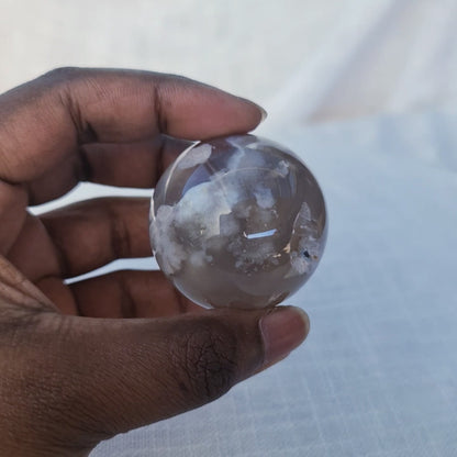 Black flower agate Sphere D